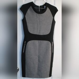 Bedo Femme Dress Colorblock Gray Black Cap Sleeve Size Small Petite